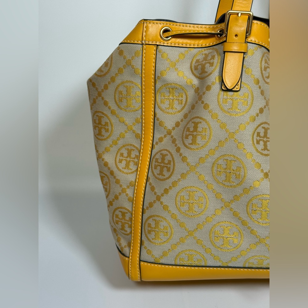 TORY BURCH T Monogram Jacquard Canvas Large Tote GOLDFINCH-Yellow - Picture 16 of 17
